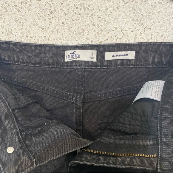 Hollister Black Jean Skirt Size 1 Ultra High Rise - Picture 5 of 7